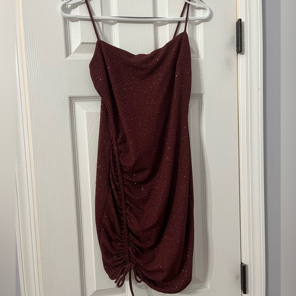 Women's Large Maroon Sparkly Mini Dress